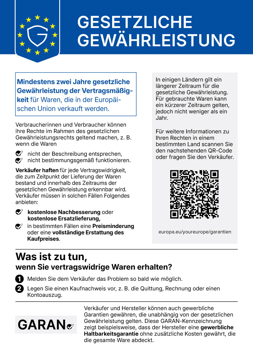EU-Hinweis zu den gesetzlichen Gewährleistungsrechten